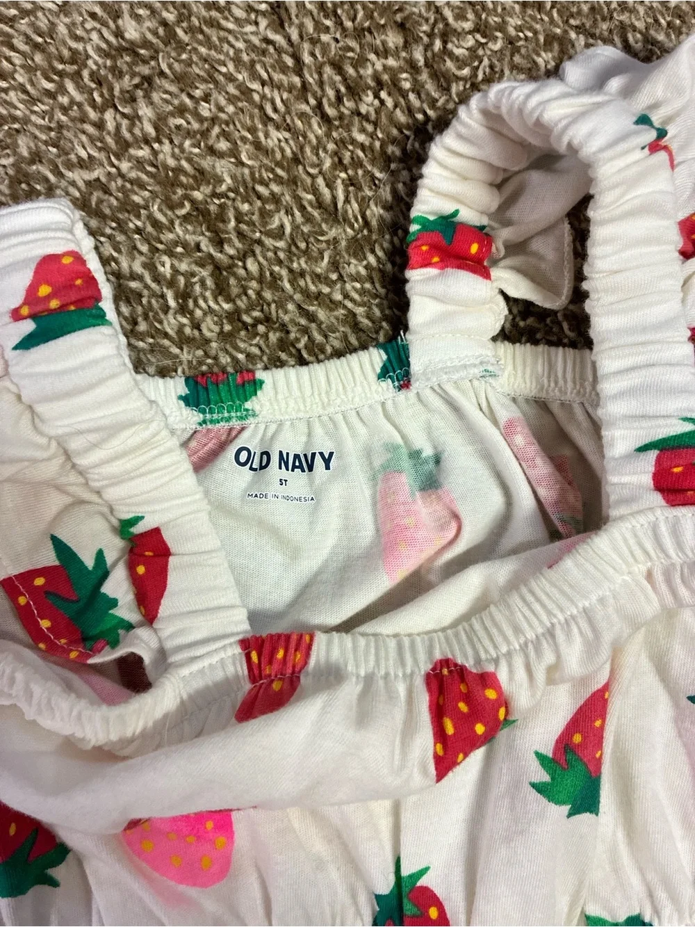 Old Navy White Strawberry Print Romper with Ruffle Straps